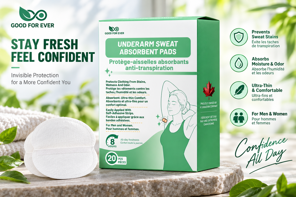 Good For Ever invisible ultra-thin underarm sweat pads, 20 pack